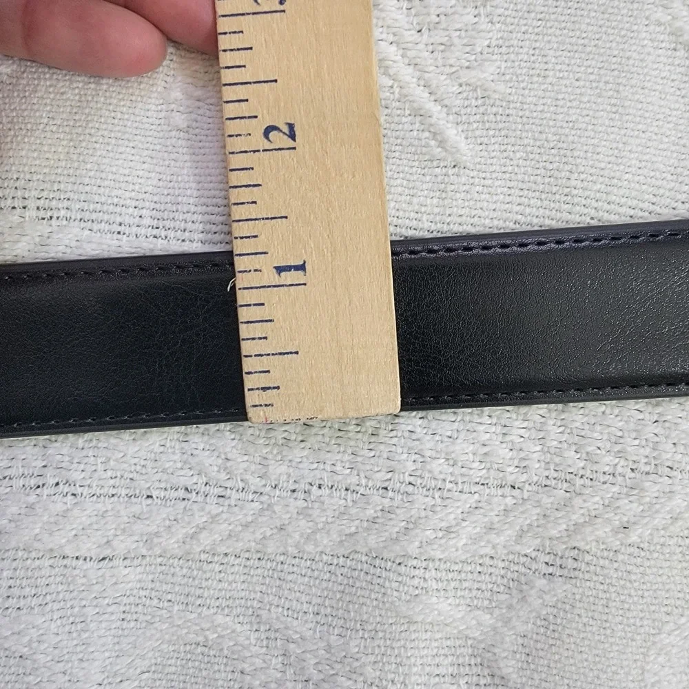 NORDSTROM Men's‎ Dress Belt Black Leather Silver Buckle Size 40 EUC